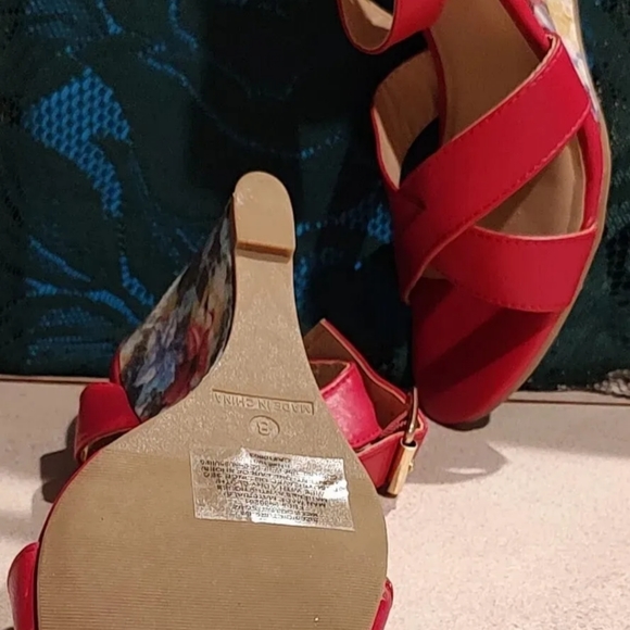 Cushion Walk Floral Print Wedge Sandals Pink/Rose US 8 Open Toeankle strap - Picture 10 of 12